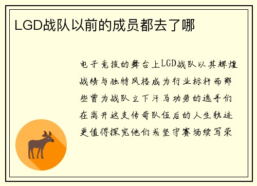 LGD战队以前的成员都去了哪